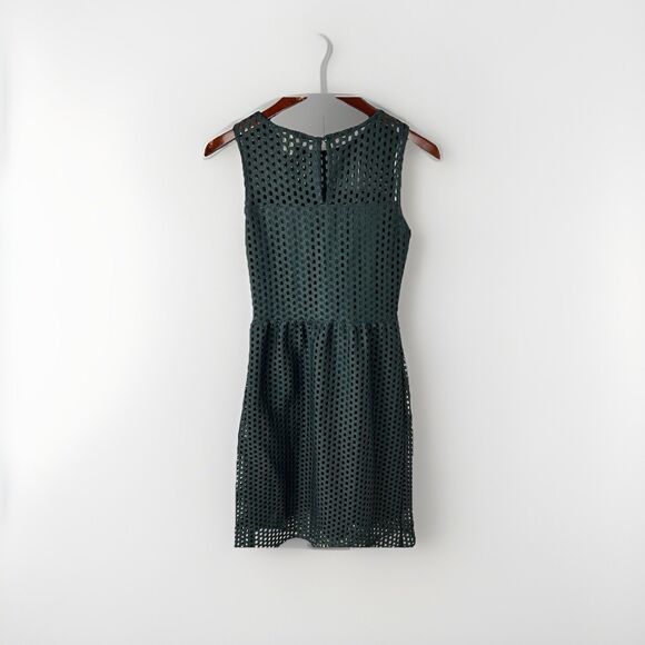 H&M Black Sleeveless Mesh Overlay Dress Size US 4 EUR 34 Fit & Flare Lined - Picture 1 of 6